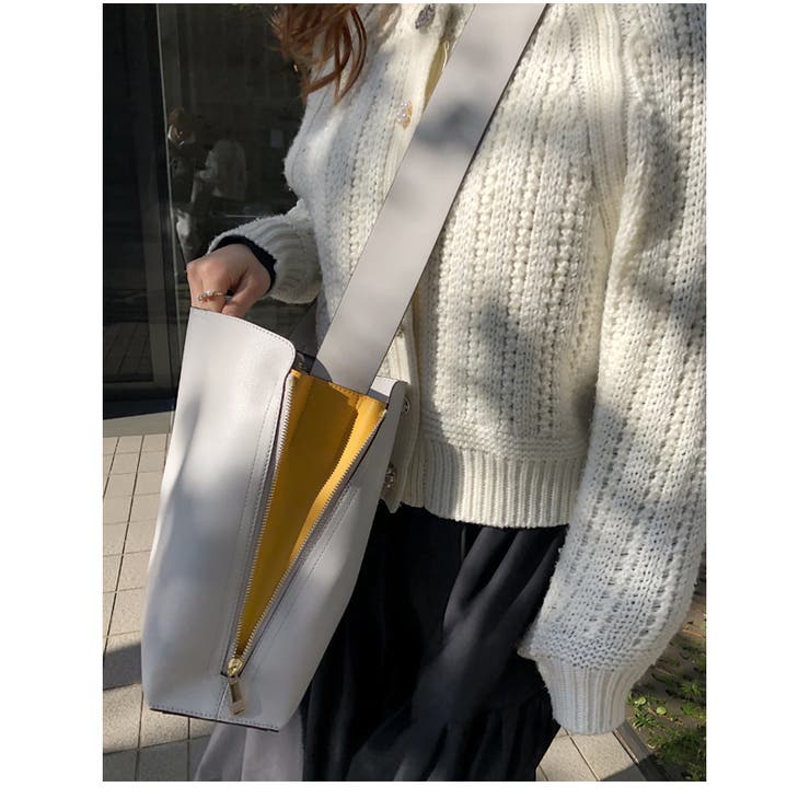 サイドファスナー 配色デザイン 縦型 ショルダーバッグ 通勤 ビジネスバッグ | UNITED BASE | 詳細画像9 