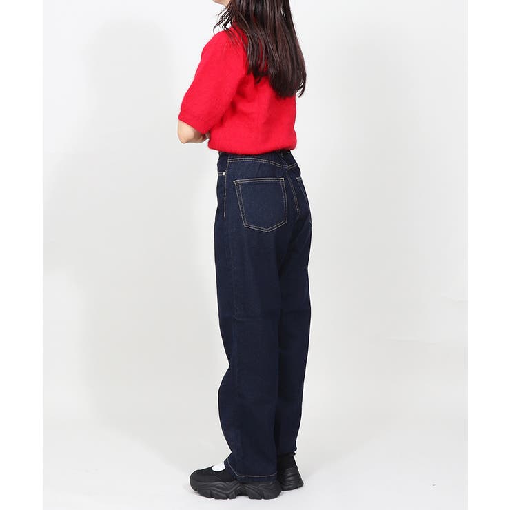 ストレートパンツ レディース ジーンズ 美脚 ブルー ブラック