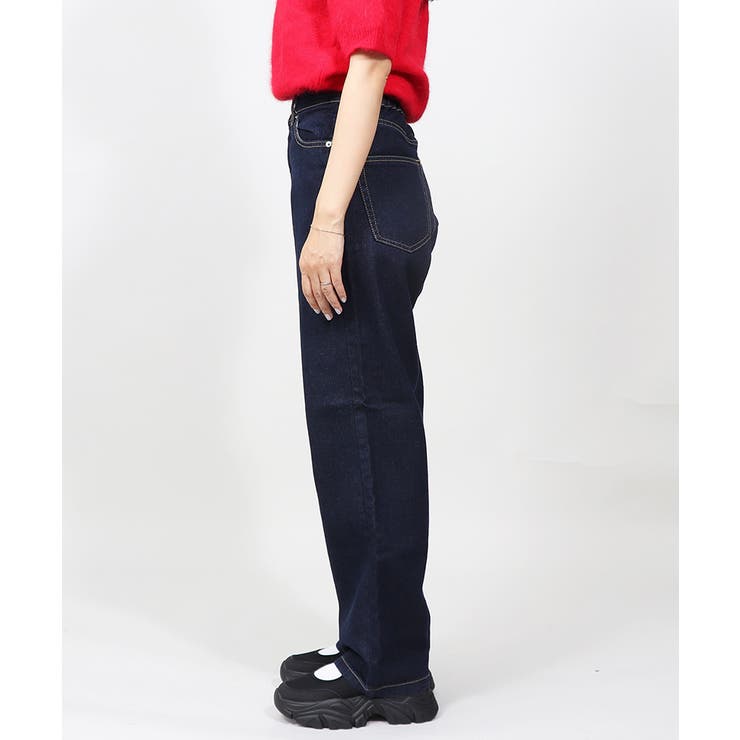 ストレートパンツ レディース ジーンズ 美脚 ブルー ブラック | UNITED BASE | 詳細画像9 