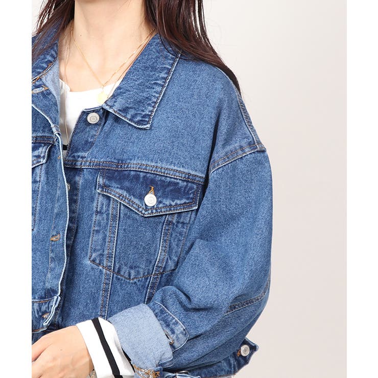 マキ (2/28まで) GYDA デニムジャケット みちょぱ ブルー notch.｜オーバーサイズデニムジャケット | Rakuten Fashion