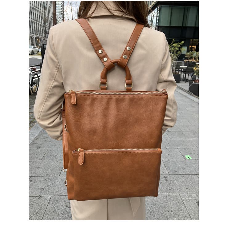 A4サイズ対応 シボ感合皮 ユニセックスデザイン 3wayリュック