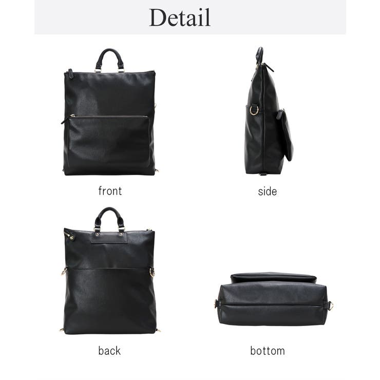 A4サイズ対応 シボ感合皮 ユニセックスデザイン 3wayリュック