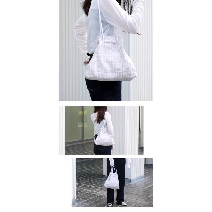 ツイード トライアングル型 巾着バッグ 軽量 肩掛け 結婚式 オケージョン | UNITED BASE | 詳細画像6 