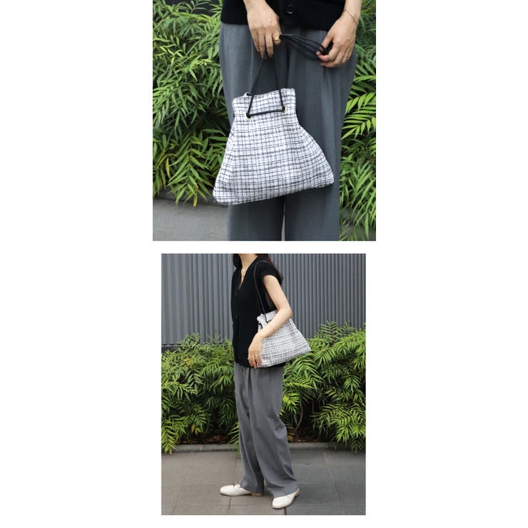 ツイード トライアングル型 巾着バッグ 軽量 肩掛け 結婚式 オケージョン | UNITED BASE | 詳細画像7 