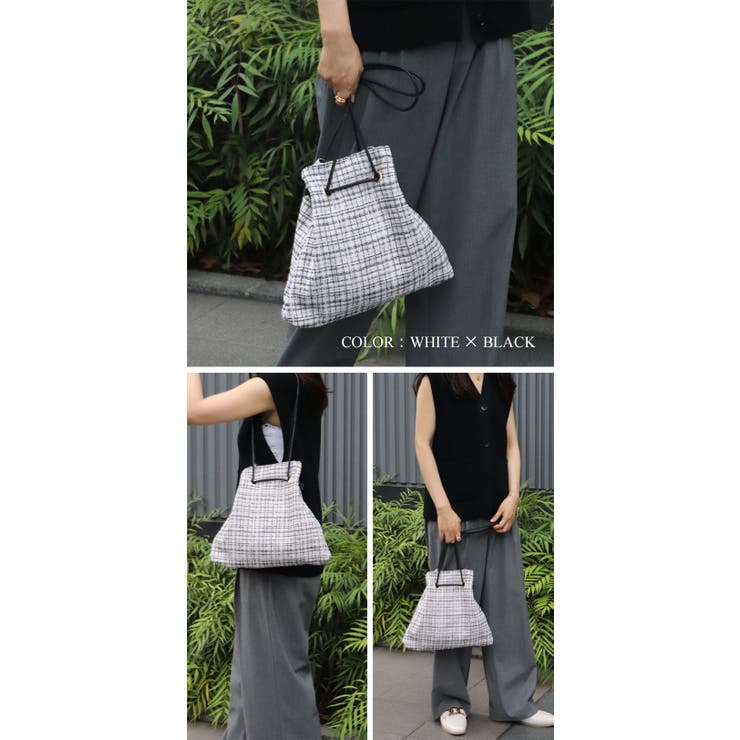 ツイード トライアングル型 巾着バッグ 軽量 肩掛け 結婚式 オケージョン | UNITED BASE | 詳細画像13 