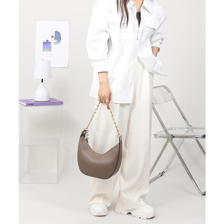 本革 ハーフムーン チェーンハンドル ショルダーバッグ チェーンバッグ | UNITED BASE | 詳細画像9 