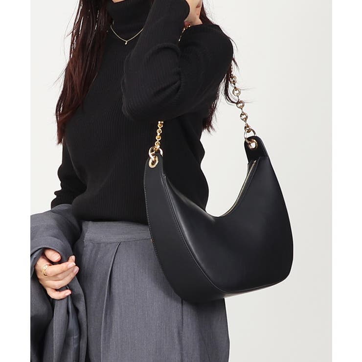 本革 ハーフムーン チェーンハンドル ショルダーバッグ チェーンバッグ | UNITED BASE | 詳細画像13 