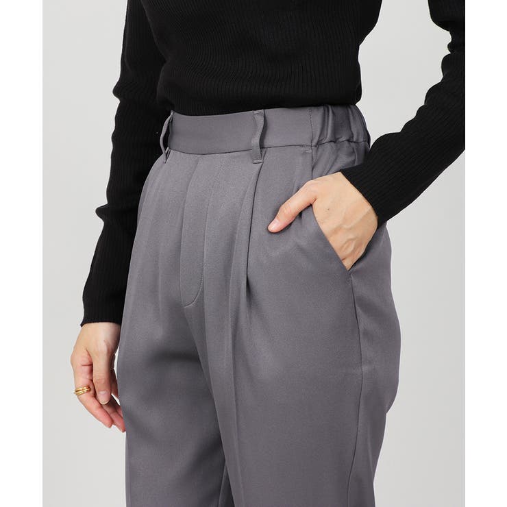 丈長め ウエストゴム テーパードスラックスパンツ ボトムス パンツ レディース | UNITED BASE | 詳細画像10 