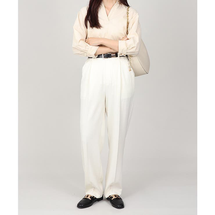 丈長め ウエストゴム ストレートスラックスパンツ ボトムス パンツ レディース | UNITED BASE | 詳細画像3 