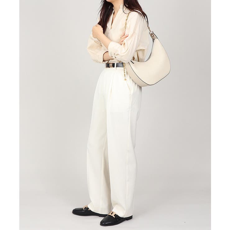 丈長め ウエストゴム ストレートスラックスパンツ ボトムス パンツ レディース | UNITED BASE | 詳細画像5 