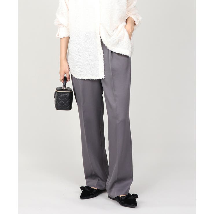 丈長め ウエストゴム ストレートスラックスパンツ ボトムス パンツ レディース | UNITED BASE | 詳細画像7 