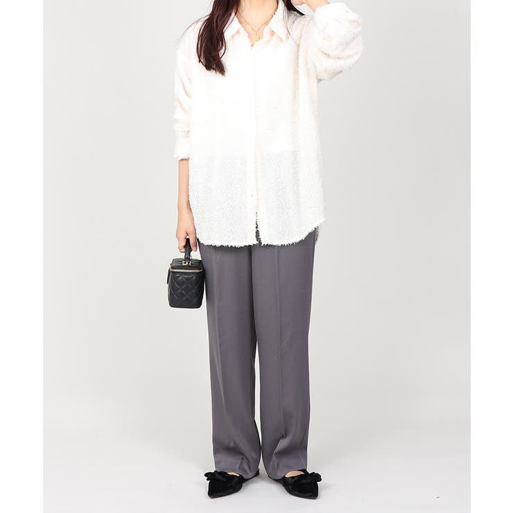 丈長め ウエストゴム ストレートスラックスパンツ ボトムス パンツ レディース | UNITED BASE | 詳細画像8 