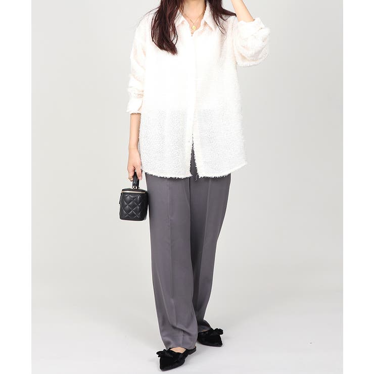 丈長め ウエストゴム ストレートスラックスパンツ ボトムス パンツ レディース | UNITED BASE | 詳細画像10 