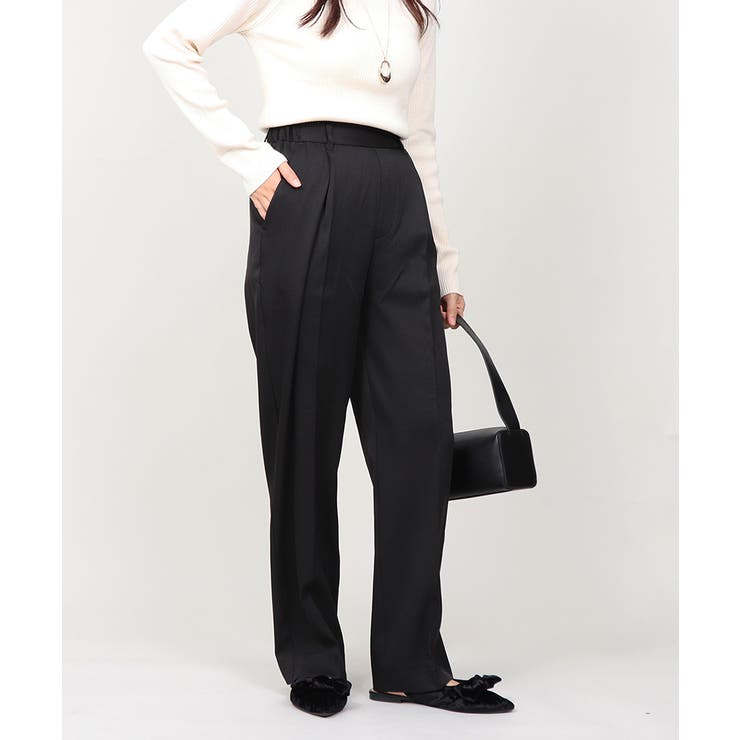 丈長め ウエストゴム ストレートスラックスパンツ ボトムス パンツ レディース | UNITED BASE | 詳細画像12 