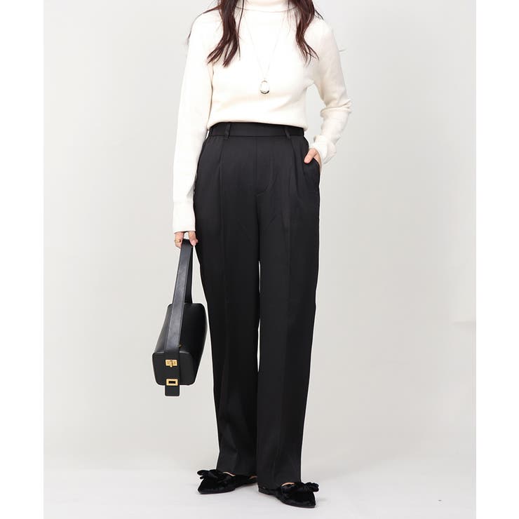 丈長め ウエストゴム ストレートスラックスパンツ ボトムス パンツ レディース | UNITED BASE | 詳細画像13 