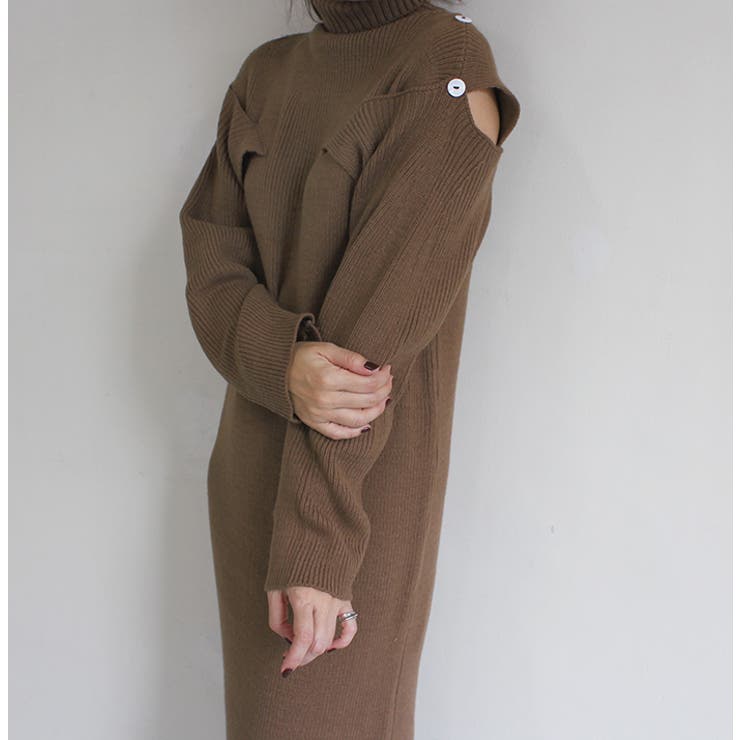 ショルダーデザインニットワンピース ロングワンピース ニットワンピース | MODE ROBE | 詳細画像13 