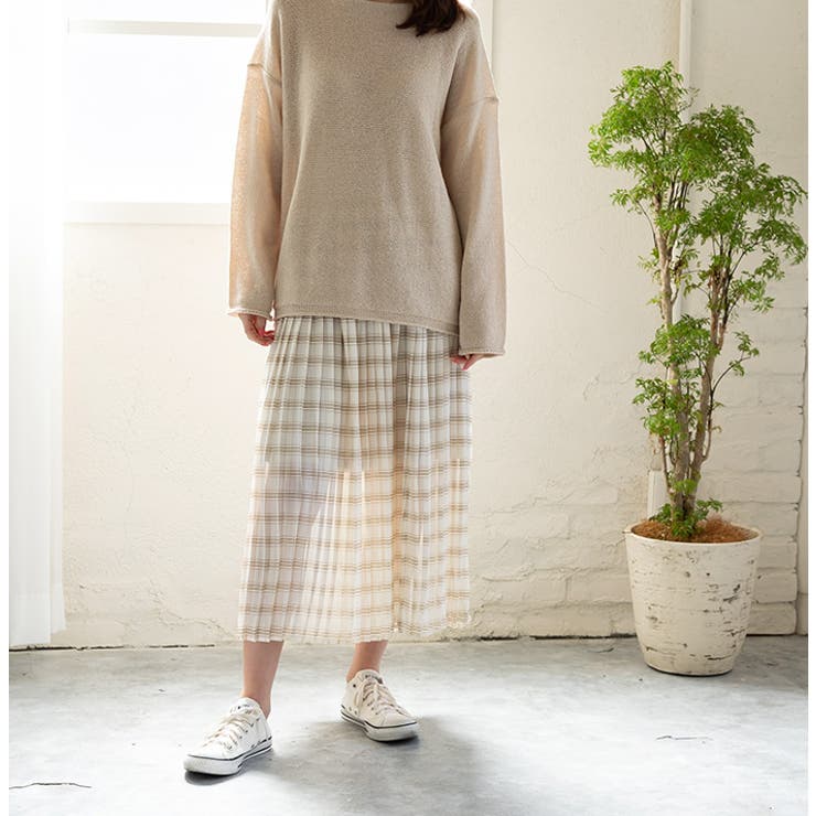 シフォンチェックプリーツスカート | MODE ROBE | 詳細画像3 