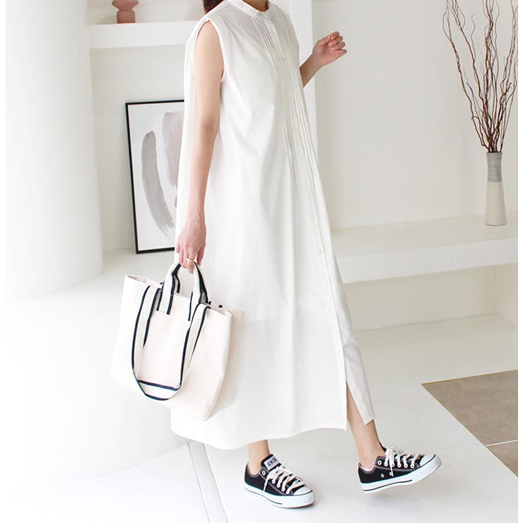 スタンドカラーノースリーブワンピース[品番：MDRW0004187]｜MODE ROBE