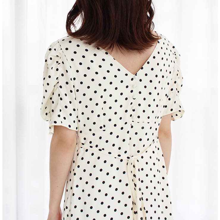 パフショルダ―ドットワンピース[品番：MDRW0004195]｜MODE ROBE