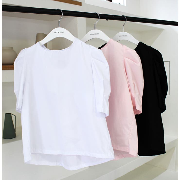 バックギャザーリボンパフショルダートップス | MODE ROBE | 詳細画像16 