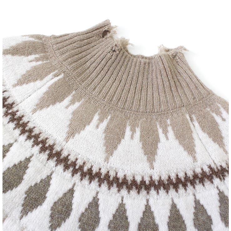 ノルディック柄ダメージデザインニット | MODE ROBE | 詳細画像20 