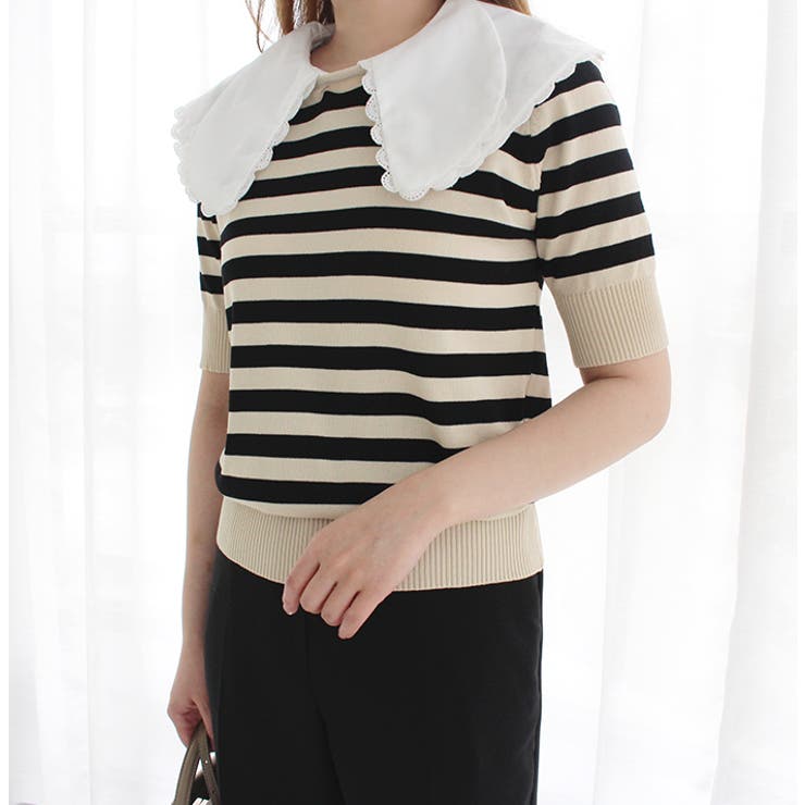 ダブルフリルセーラーカラーニットトップス | MODE ROBE | 詳細画像3 