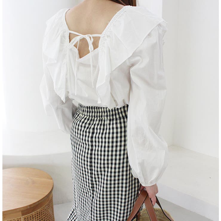 スクエアネックフリルブラウス | MODE ROBE | 詳細画像3 