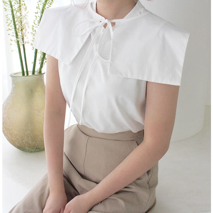 ホワイト | セーラーカラー付きタンクトップ | MODE ROBE