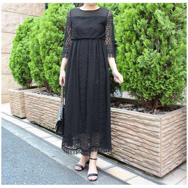 シフォンレースワンピース[品番：MDRW0004230]｜MODE ROBE