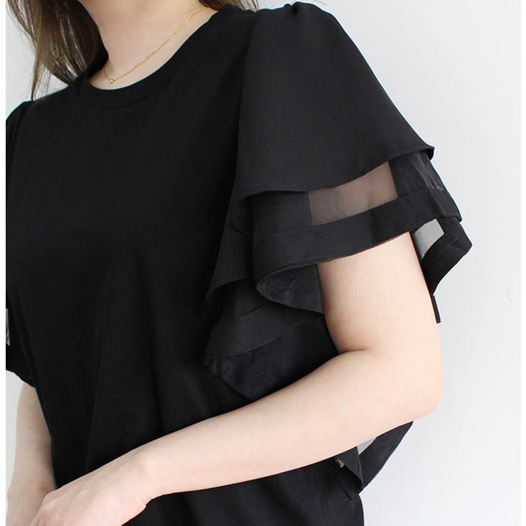 シースルーショルダーフリルトップス[品番：MDRW0004374]｜MODE