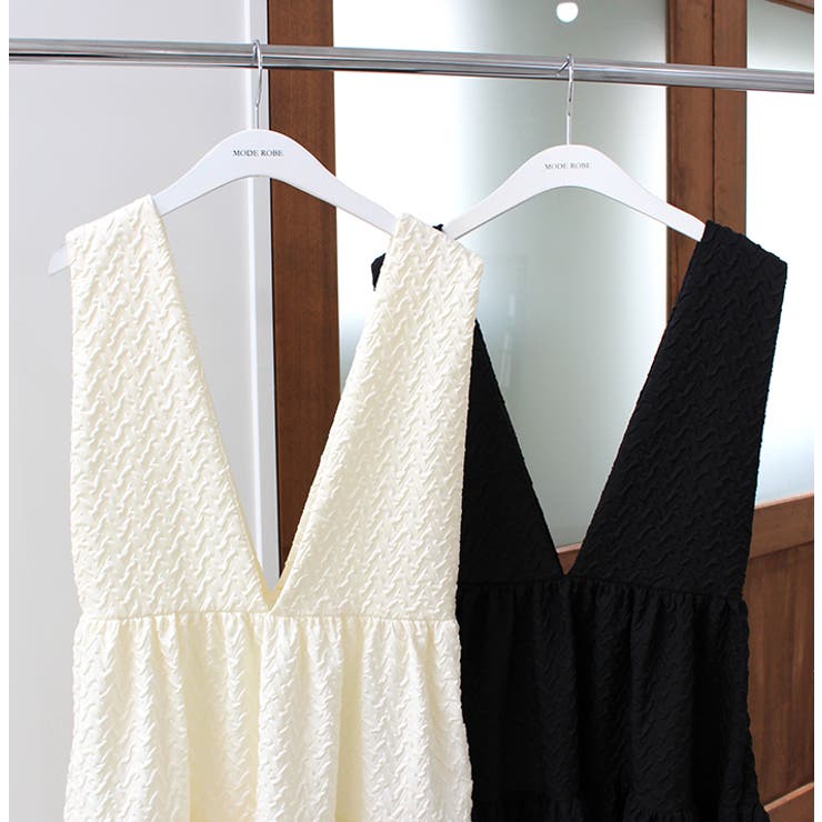 Vネックジャガードティアードワンピース | MODE ROBE | 詳細画像14 