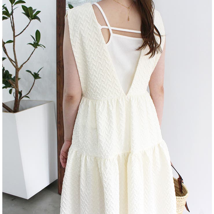 Vネックジャガードティアードワンピース | MODE ROBE | 詳細画像16 