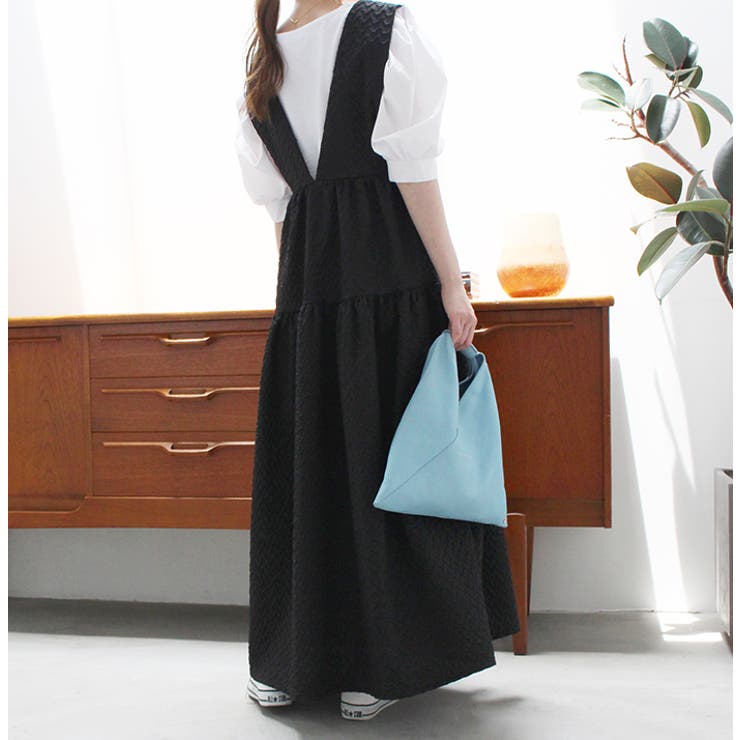 Vネックジャガードティアードワンピース | MODE ROBE | 詳細画像2 