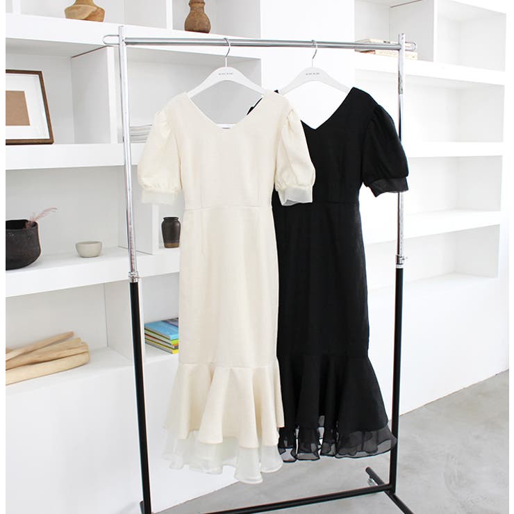 Vネックツイードマーメイドワンピース | MODE ROBE | 詳細画像2 