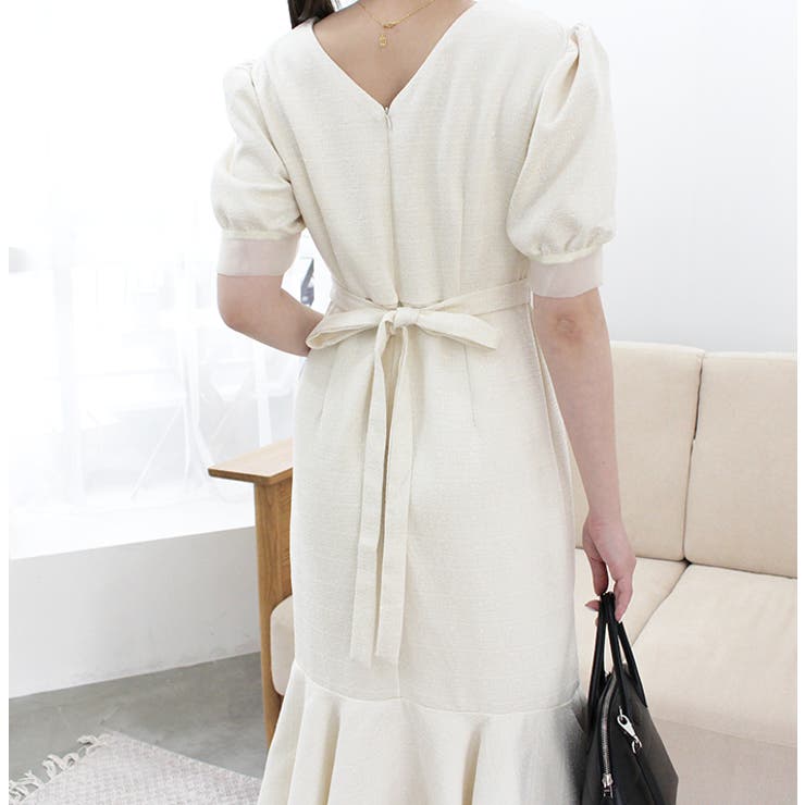 Vネックツイードマーメイドワンピース | MODE ROBE | 詳細画像14 