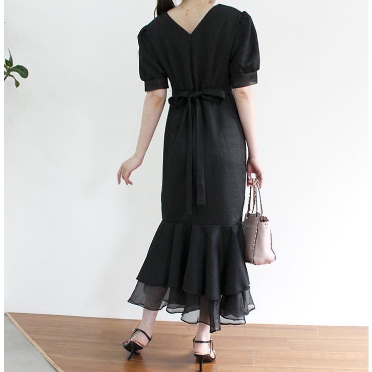 Vネックツイードマーメイドワンピース | MODE ROBE | 詳細画像4 