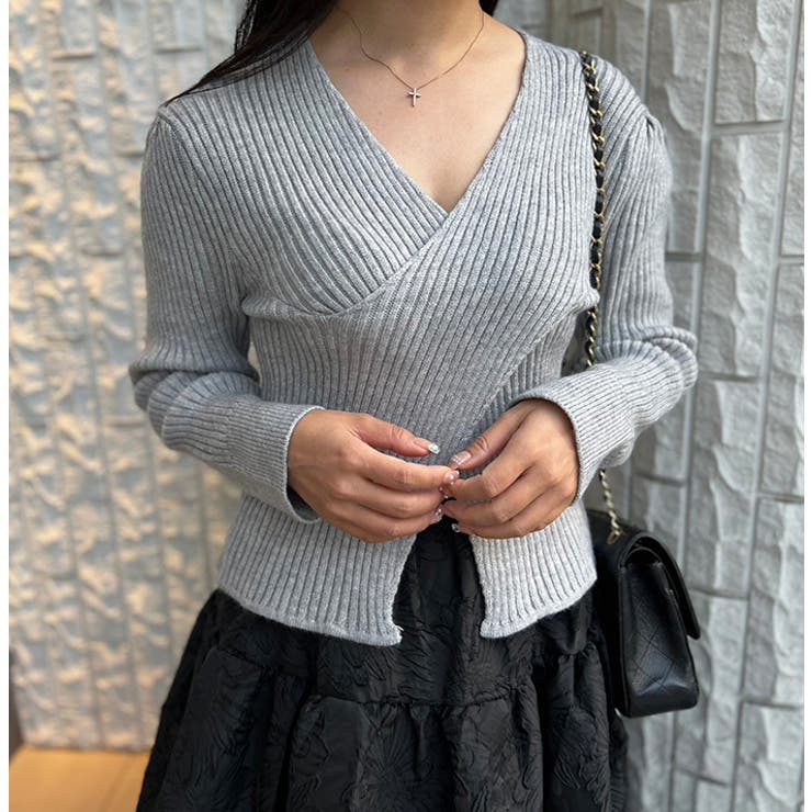 Vネックツイストリブニット | MODE ROBE | 詳細画像13 