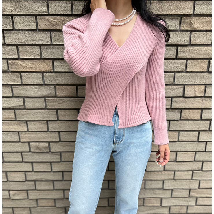 Vネックツイストリブニット | MODE ROBE | 詳細画像3 