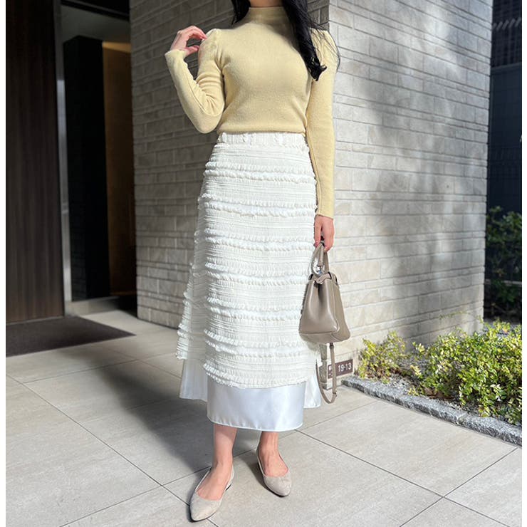 アイボリー | フリルレイヤードスカート | MODE ROBE