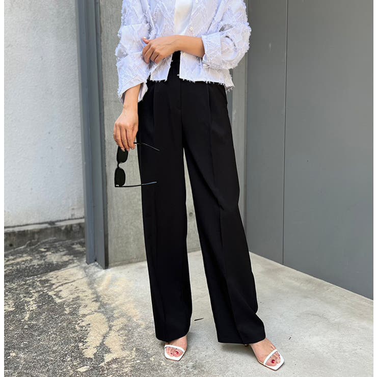 ブラック | タックワイドパンツ | MODE ROBE