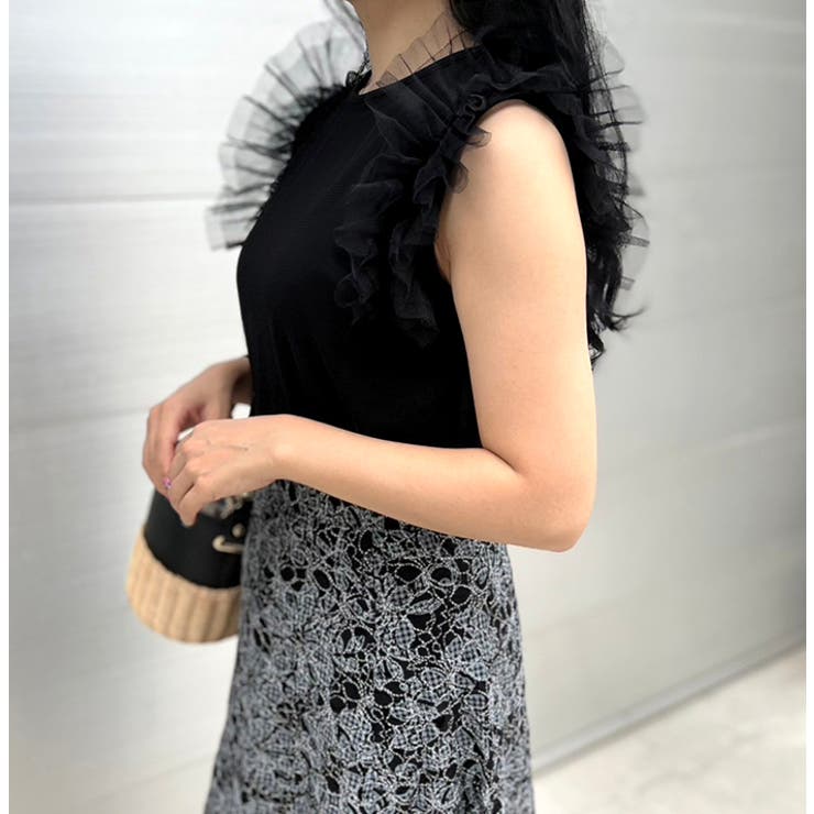 ショルダーフリルチュールレイヤードトップス | MODE ROBE | 詳細画像4 