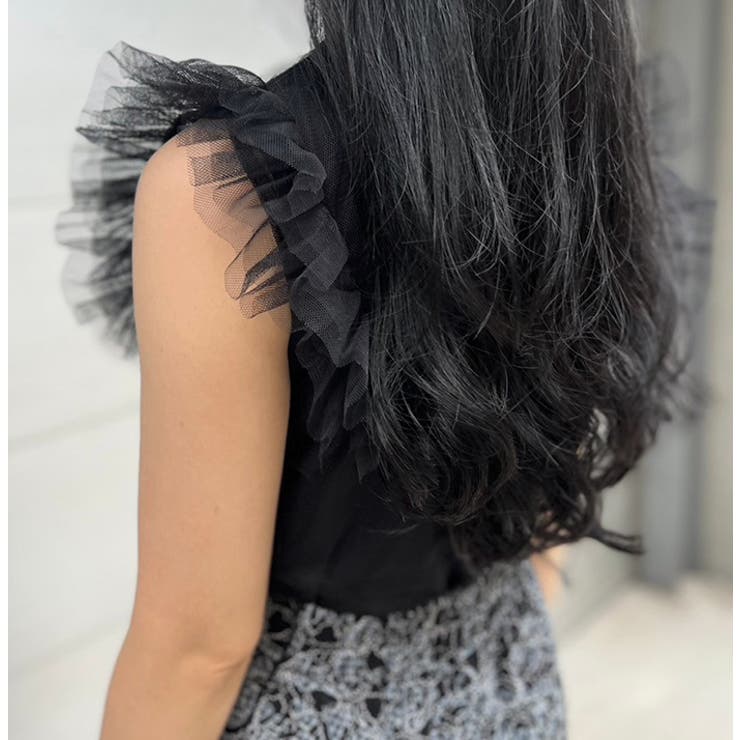 ショルダーフリルチュールレイヤードトップス | MODE ROBE | 詳細画像5 