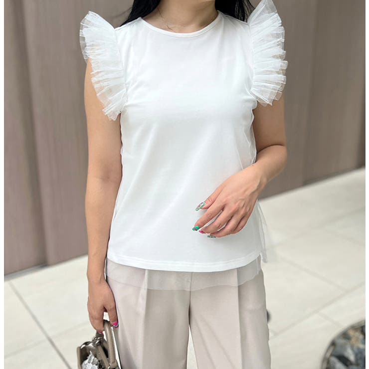 ショルダーフリルチュールレイヤードトップス | MODE ROBE | 詳細画像8 