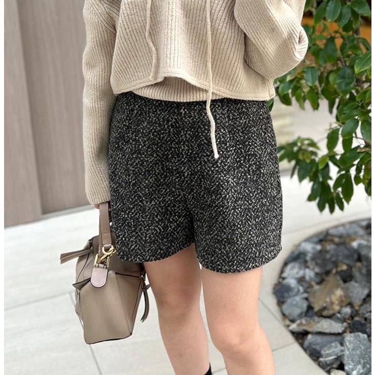 ベージュ×ブラック | ツイードショートパンツ | MODE ROBE