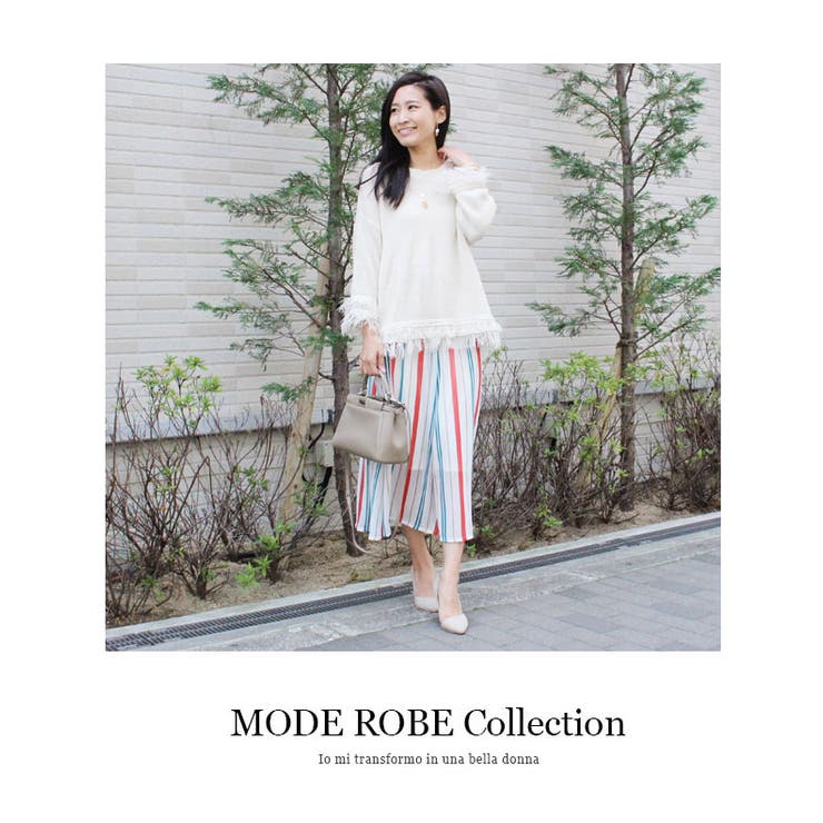 ストライプ ガウチョパンツ スカーチョ[品番：MDRW0001583]｜MODE ROBE