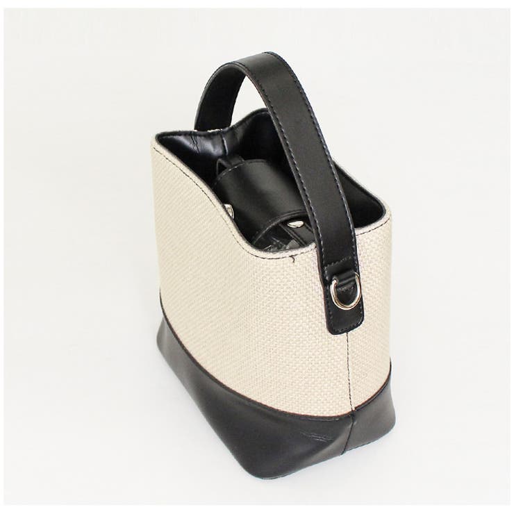 ペーパー×エコレザーバッグ ブラック ベージュ | MODE ROBE | 詳細画像10 