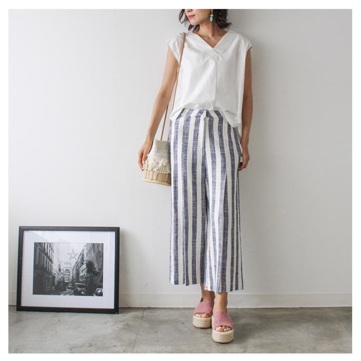 ストライプリネンパンツ リネンパンツ ストライプ[品番：MDRW0002339