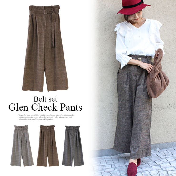 ベルト付きグレンチェックパンツ ダークグレー ブラウン 品番 Mdrw Mode Robe モードローブ のレディース ファッション通販 Shoplist ショップリスト