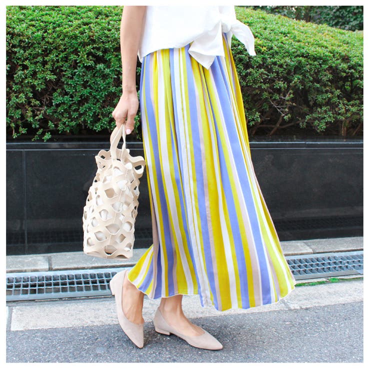 PLEATS PLEASE 多色ストライプロングスカート PLEATS PLEASE 多色ストライプロングスカート PLEATS PLEASE 多