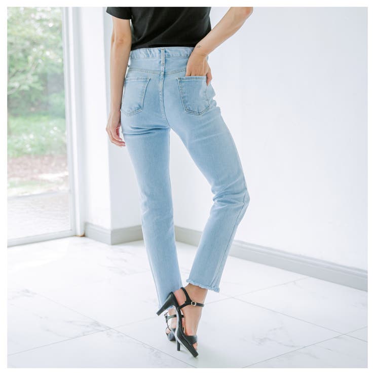 美品！MOTHER デニムカットオフスキニー ライトブルーsize23 カットオフスキニー美脚デニム ライトブルーデニム カットオフ